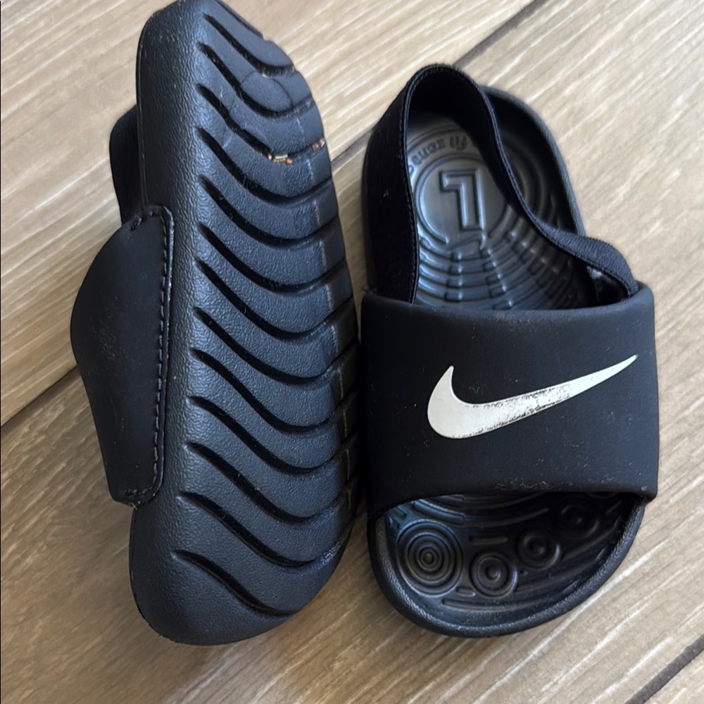 Nike Black Slide Sandals with Textured Footbed